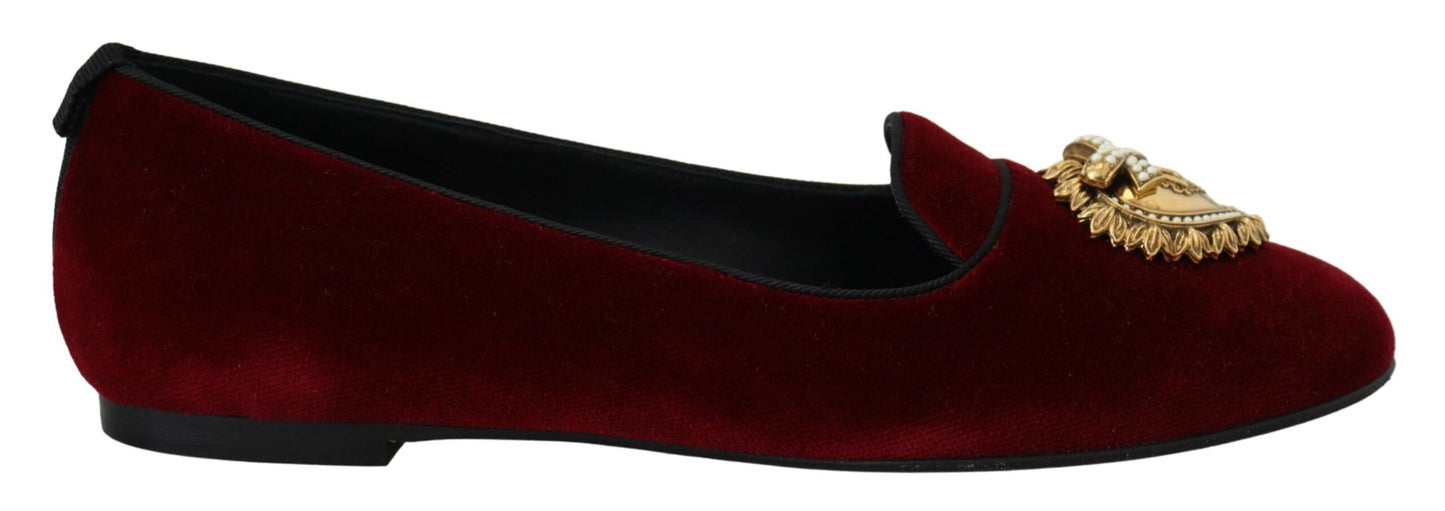 Dolce &amp; Gabbana Bordeaux Velvet Devotion Loafers