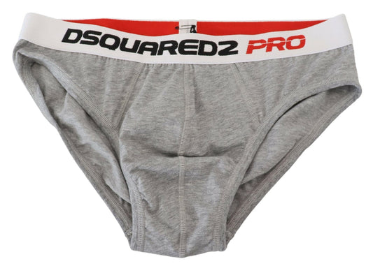 Dsquared² Elegant Gray Cotton Stretch Briefs