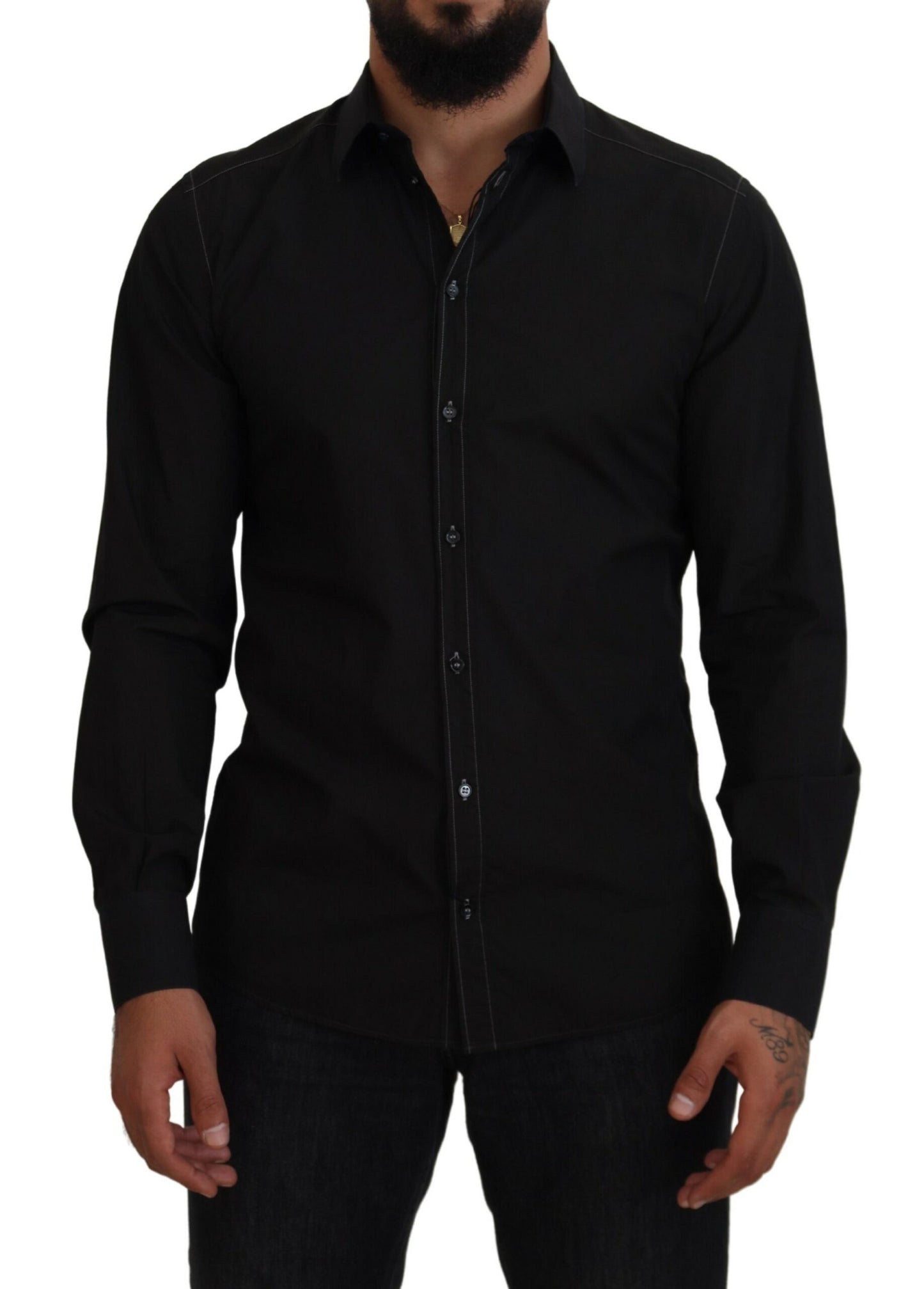 Dolce &amp; Gabbana Elegant Black Formal Cotton Shirt