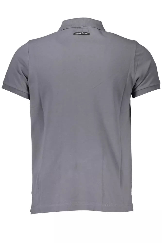 Cavalli Class Gray Cotton Men Polo Shirt