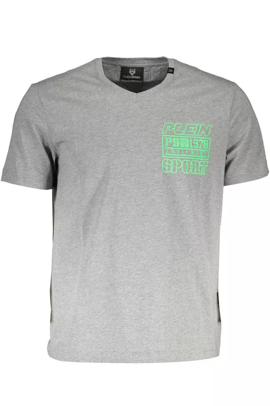 Plein Sport Gray Cotton Men T-Shirt