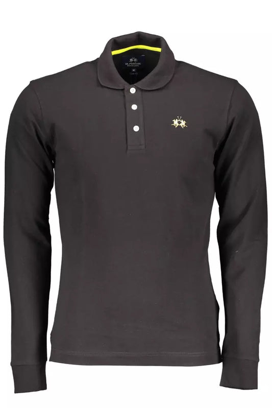 La Martina Black Cotton Men Polo Shirt