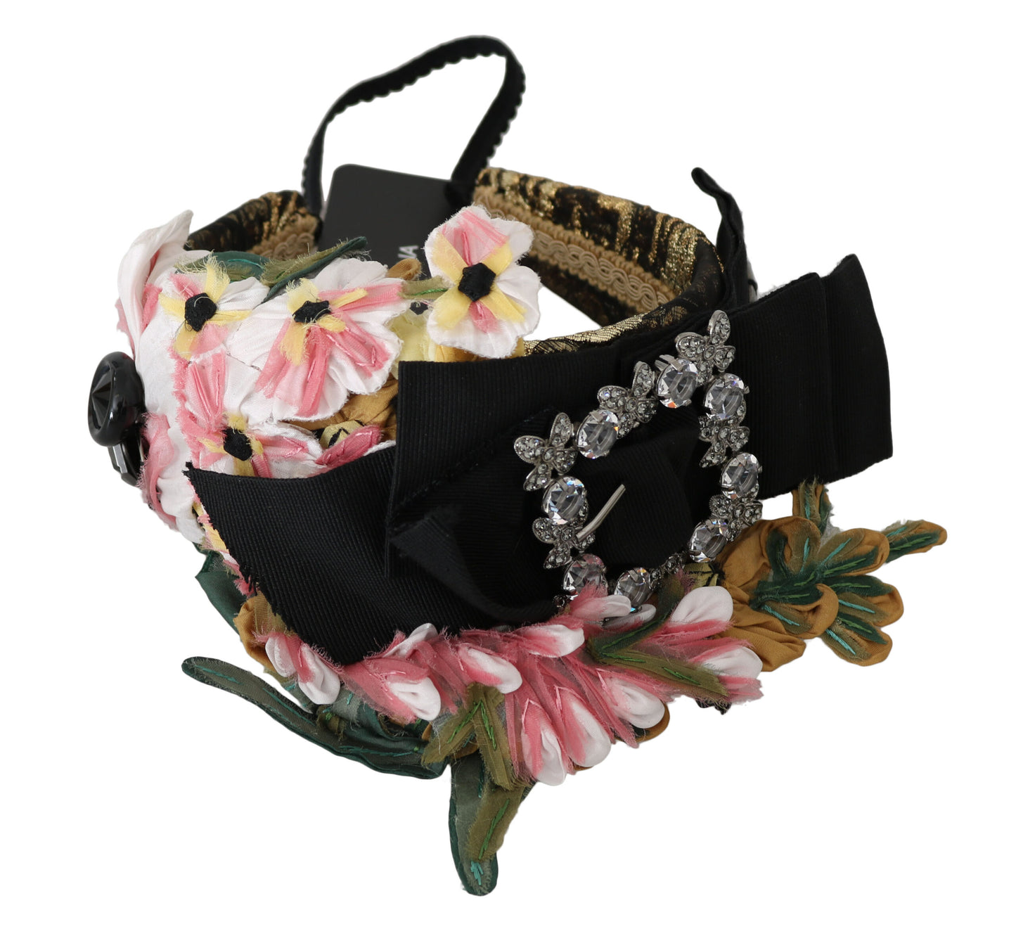 Dolce & Gabbana Elegant Crystal-Embellished Floral Headband