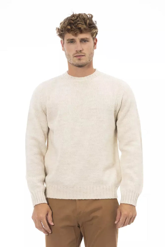 Alpha Studio Beige Alpaca Men Sweater