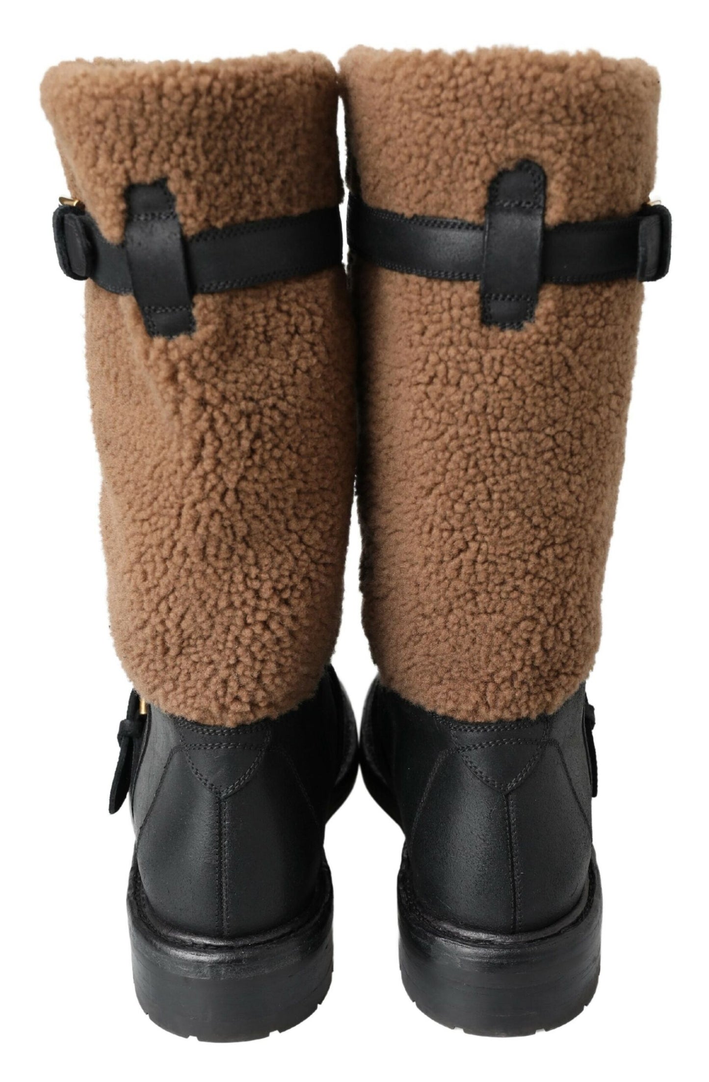 Dolce & Gabbana Black Shearling Leather Long Boots