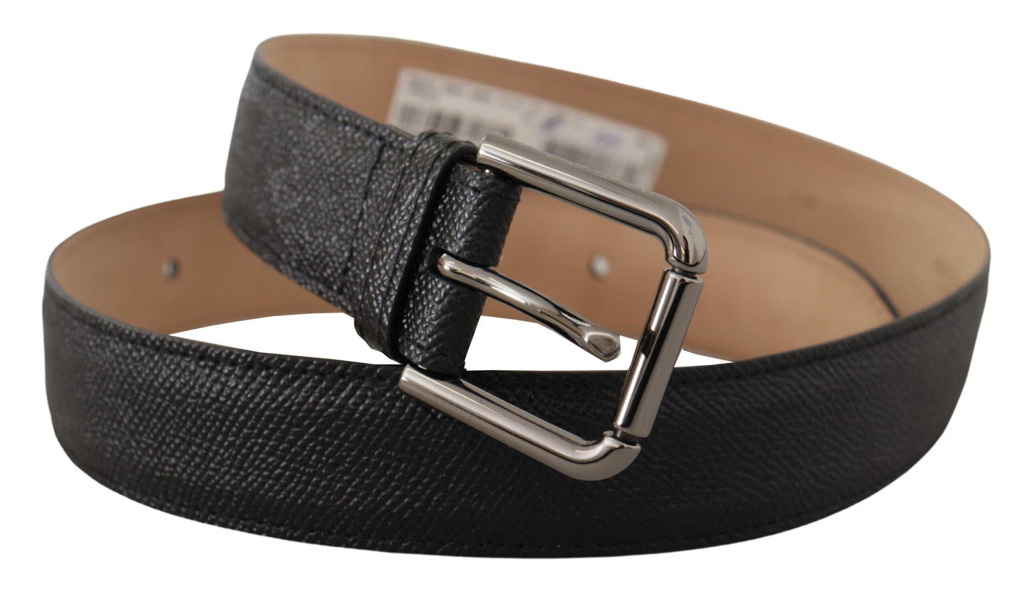 Dolce &amp; Gabbana Elegant Black Leather Belt with Metal Buckle