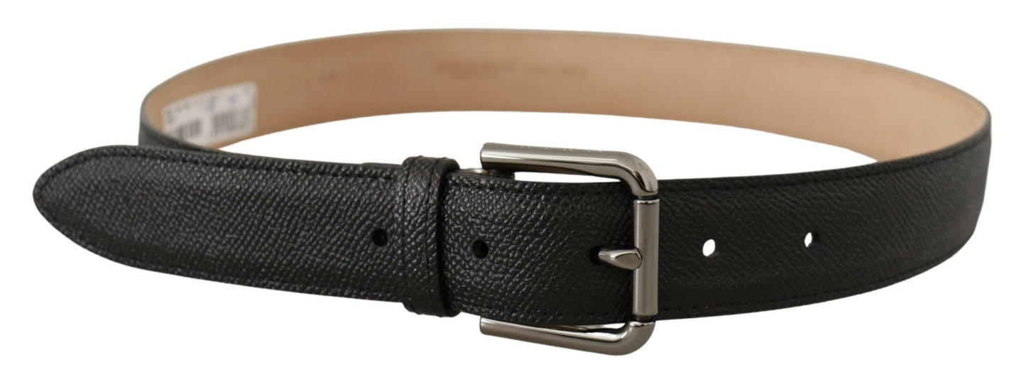 Dolce &amp; Gabbana Elegant Black Leather Belt with Metal Buckle