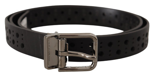 Dolce &amp; Gabbana Elegant Black Leather Belt with Metal Buckle