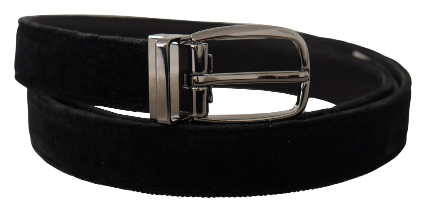 Dolce &amp; Gabbana Elegant Black Velvet Designer Belt