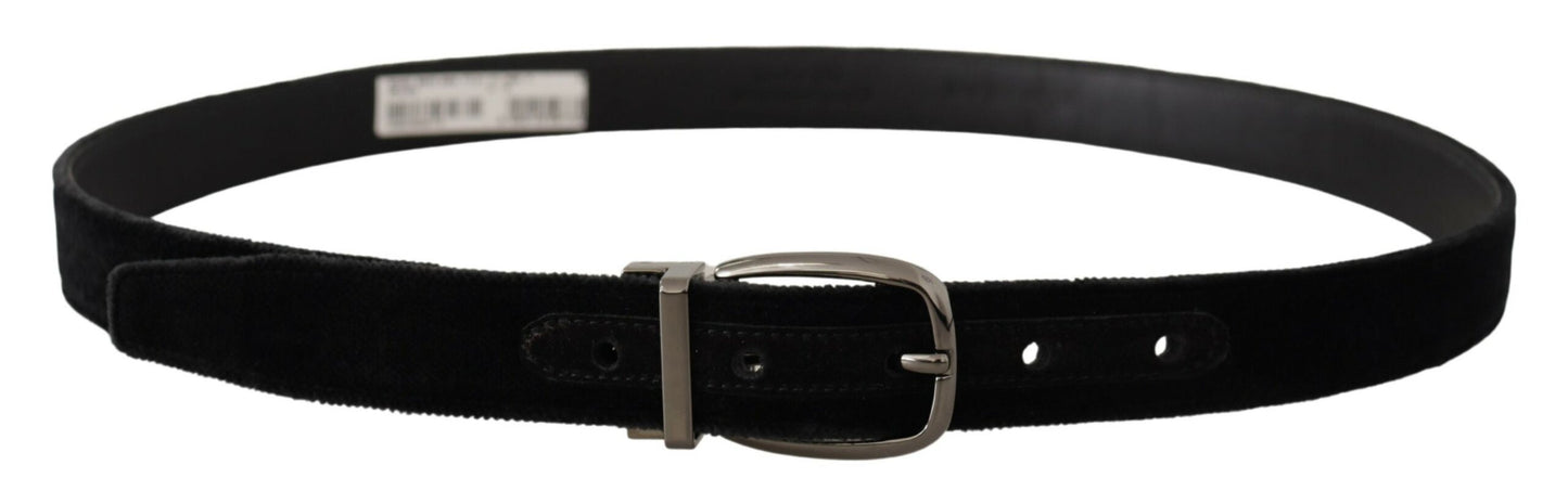 Dolce &amp; Gabbana Elegant Black Velvet Designer Belt