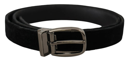 Dolce &amp; Gabbana Elegant Black Velvet Designer Belt