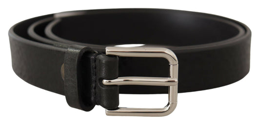 Dolce &amp; Gabbana Elegant Black Leather Belt with Metal Buckle