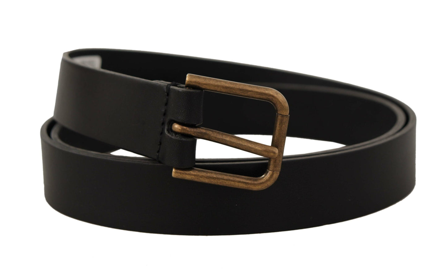 Dolce &amp; Gabbana Elegant Black Leather Belt with Metal Buckle