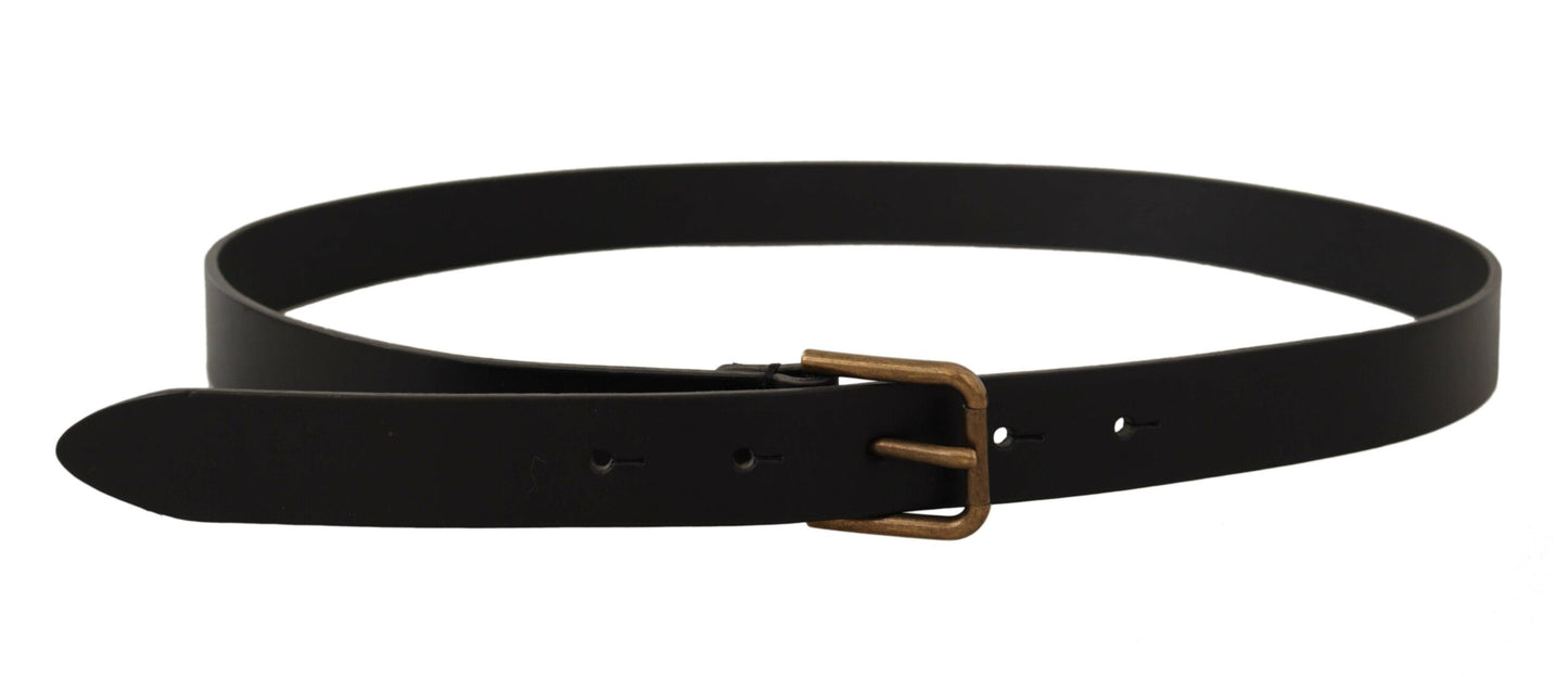 Dolce &amp; Gabbana Elegant Black Leather Belt with Metal Buckle