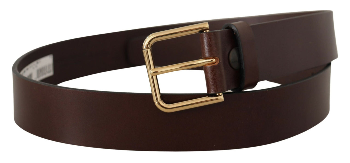 Dolce &amp; Gabbana Elegant Dark Brown Leather Belt