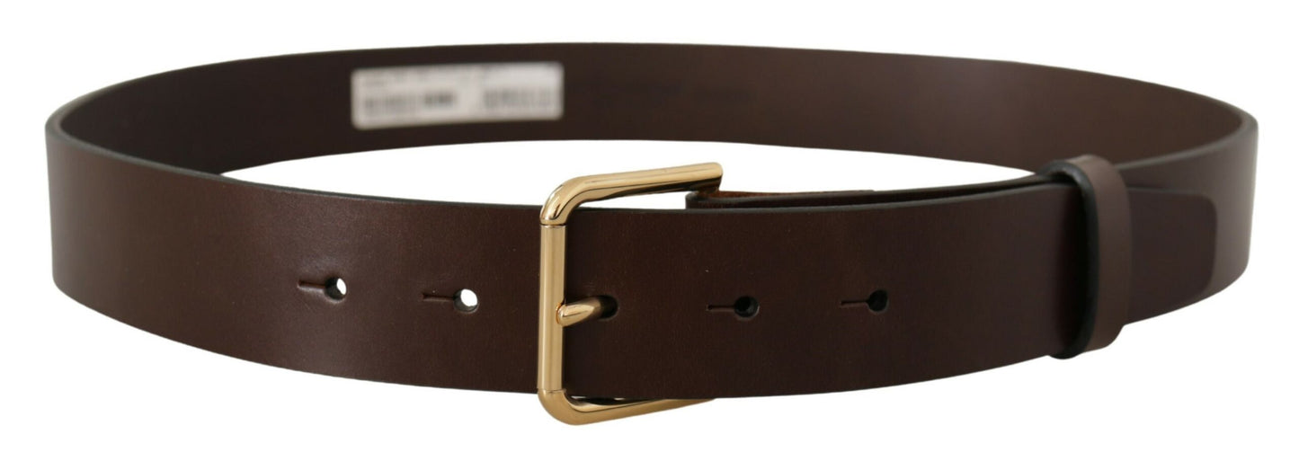 Dolce &amp; Gabbana Elegant Dark Brown Leather Belt