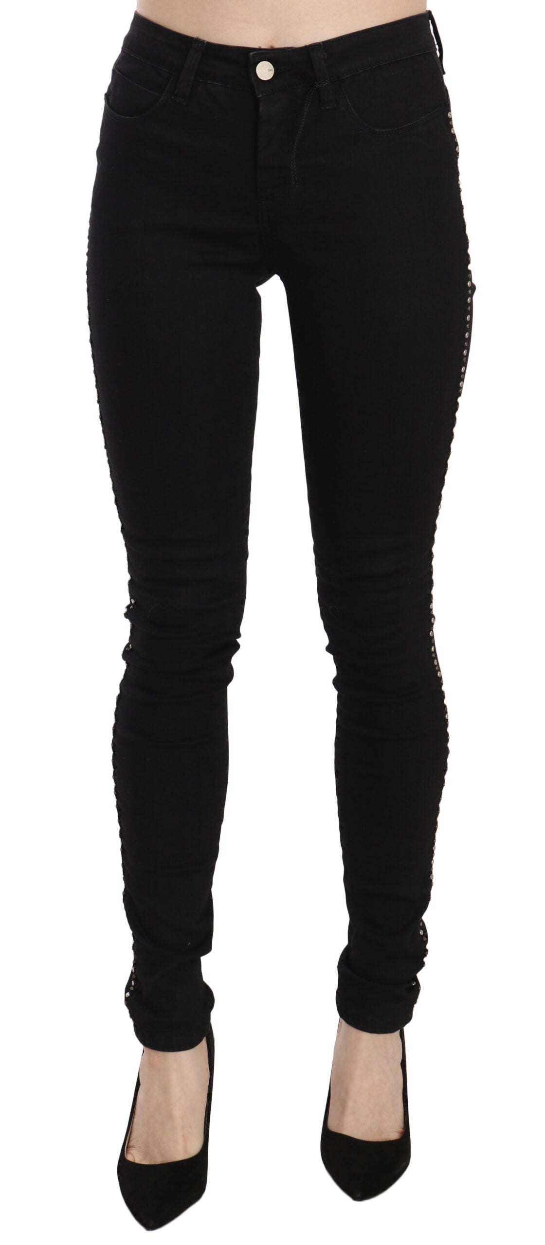 Costume National Chic Mid Waist Skinny Black Denim