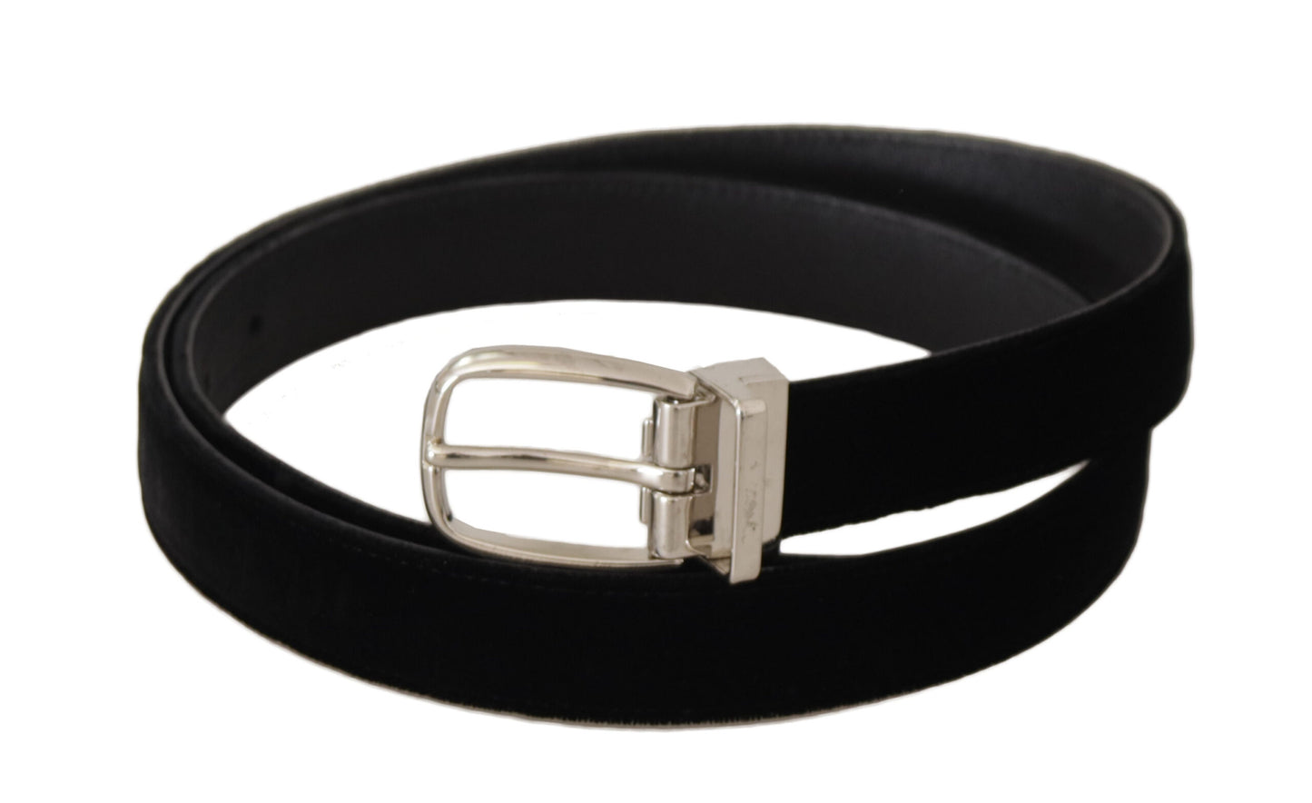 Dolce &amp; Gabbana Elegant Velvet Black Belt with Logo Buckle