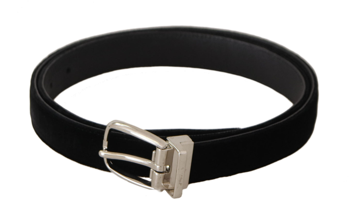 Dolce &amp; Gabbana Elegant Velvet Black Belt with Logo Buckle