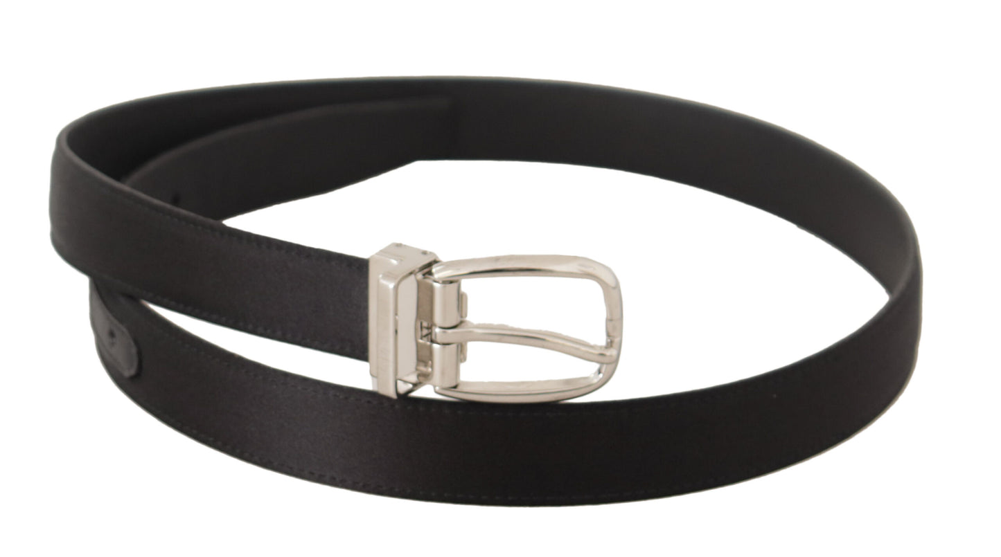 Dolce &amp; Gabbana Elegant Black Leather-Canvas Designer Belt