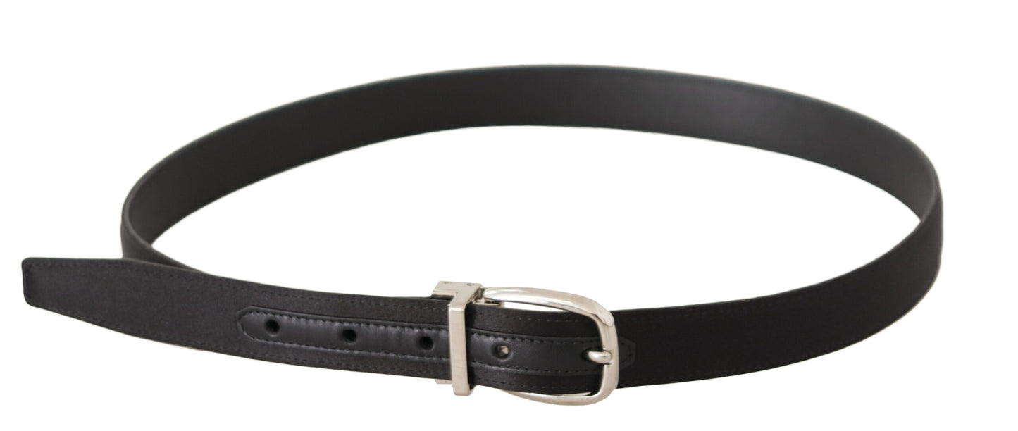 Dolce &amp; Gabbana Elegant Black Leather-Canvas Designer Belt