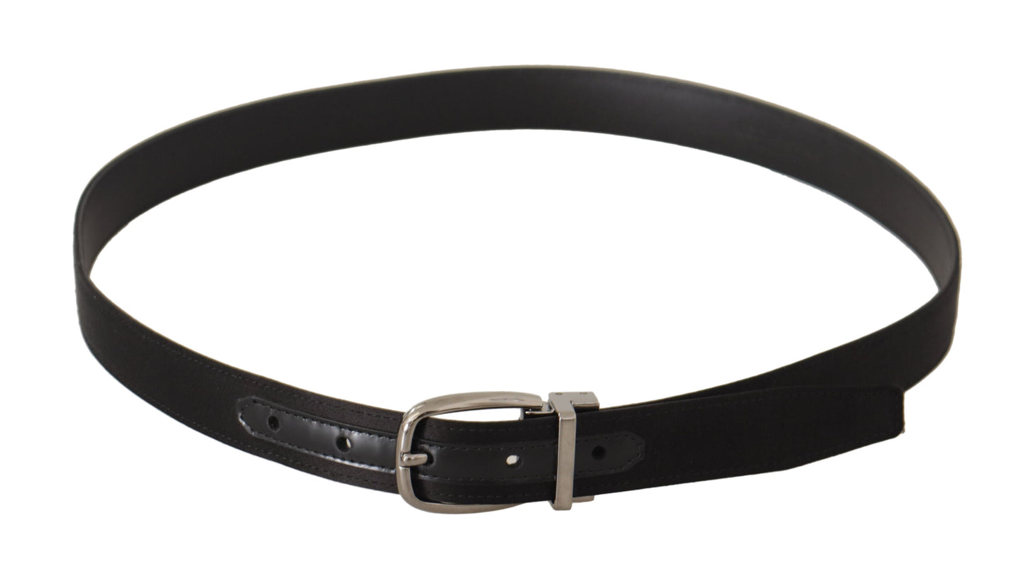 Dolce &amp; Gabbana Elegant Silk Leather Belt with Logo Buckle