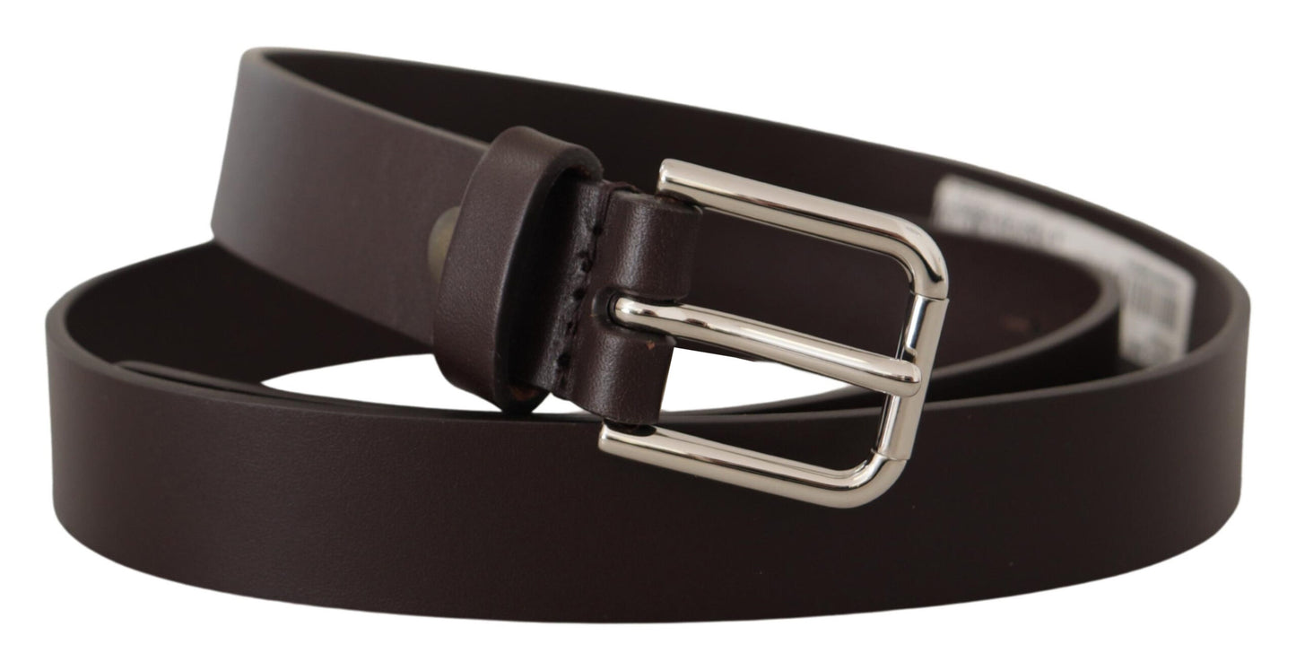 Dolce &amp; Gabbana Elegant Leather Belt With Logo Buckle