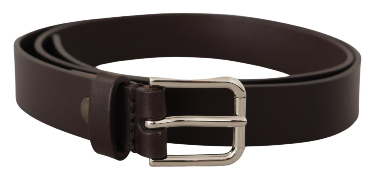 Dolce &amp; Gabbana Elegant Leather Belt With Logo Buckle