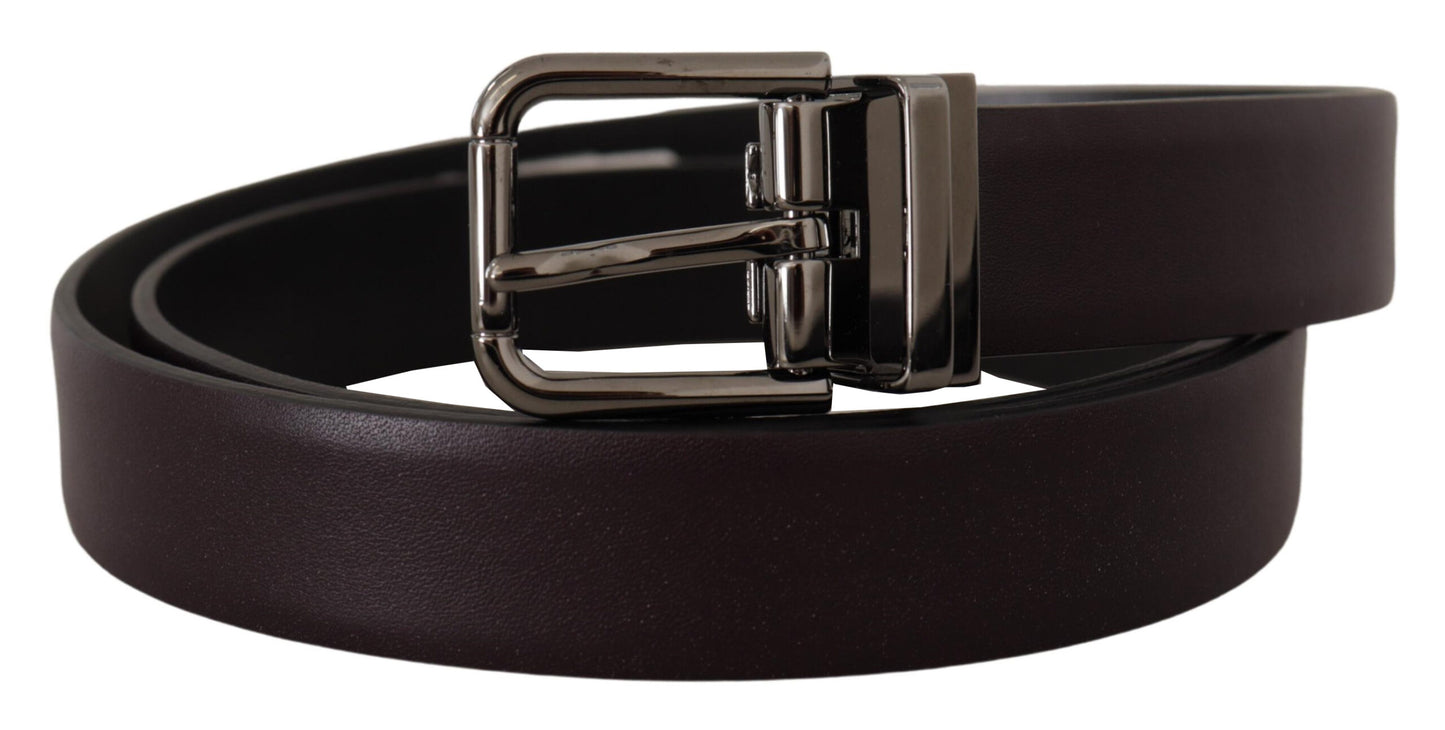 Dolce &amp; Gabbana Elegant Dark Brown Leather Belt