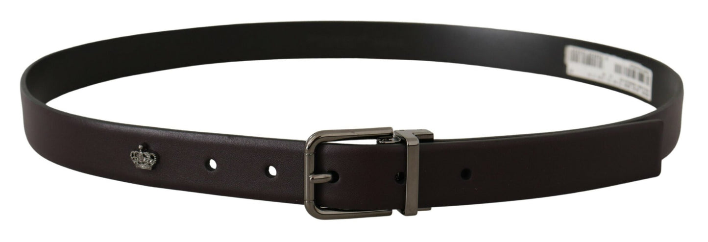 Dolce &amp; Gabbana Elegant Dark Brown Leather Belt