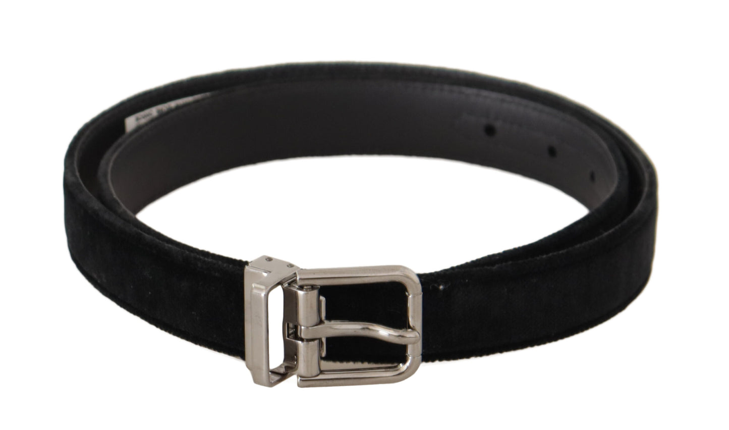 Dolce &amp; Gabbana Elegant Black Velvet Designer Belt