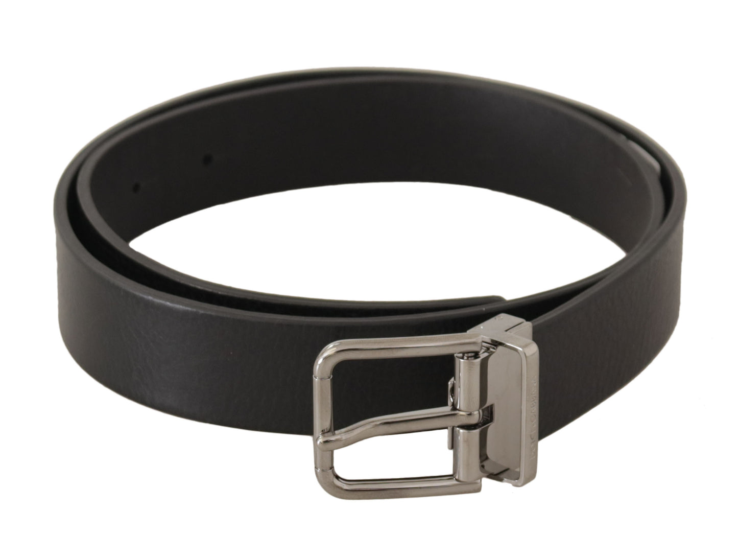 Dolce &amp; Gabbana Elegant Black Leather Belt with Metal Buckle