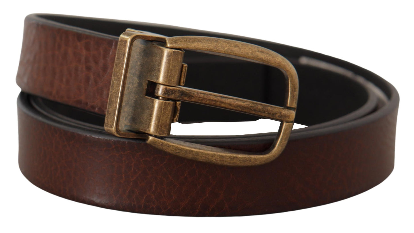 Dolce &amp; Gabbana Elegant Leather Belt with Metal Buckle