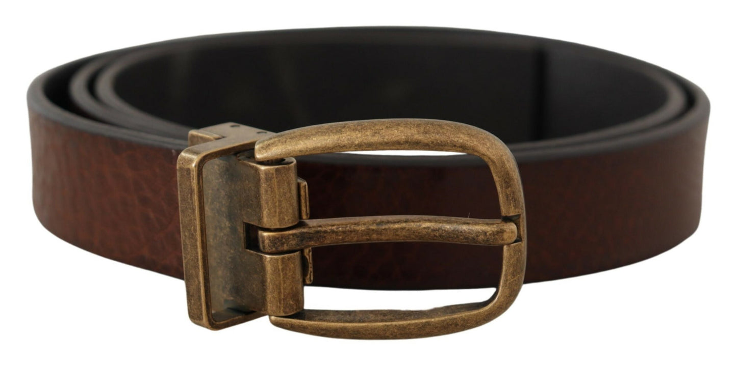 Dolce &amp; Gabbana Elegant Leather Belt with Metal Buckle