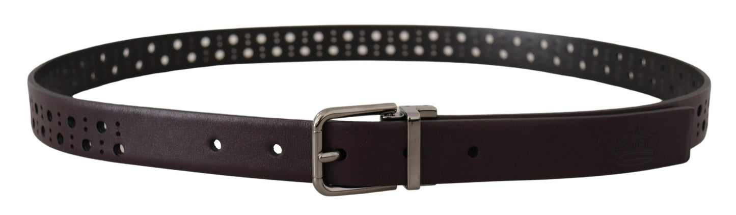 Dolce &amp; Gabbana Elegant Dark Purple Leather Belt