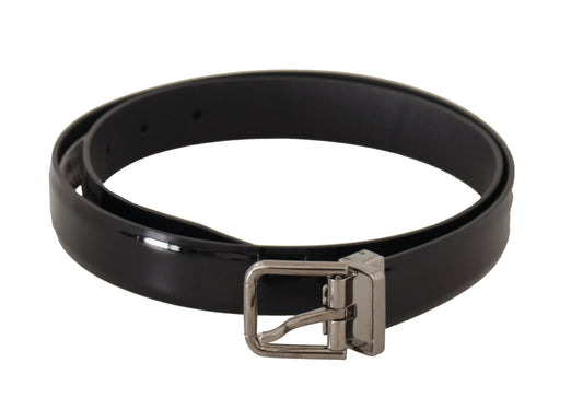 Dolce &amp; Gabbana Elegant Black Leather Belt with Metal Buckle