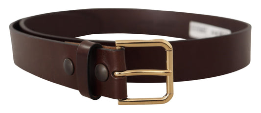 Dolce &amp; Gabbana Elegant Black Leather Belt with Metal Buckle