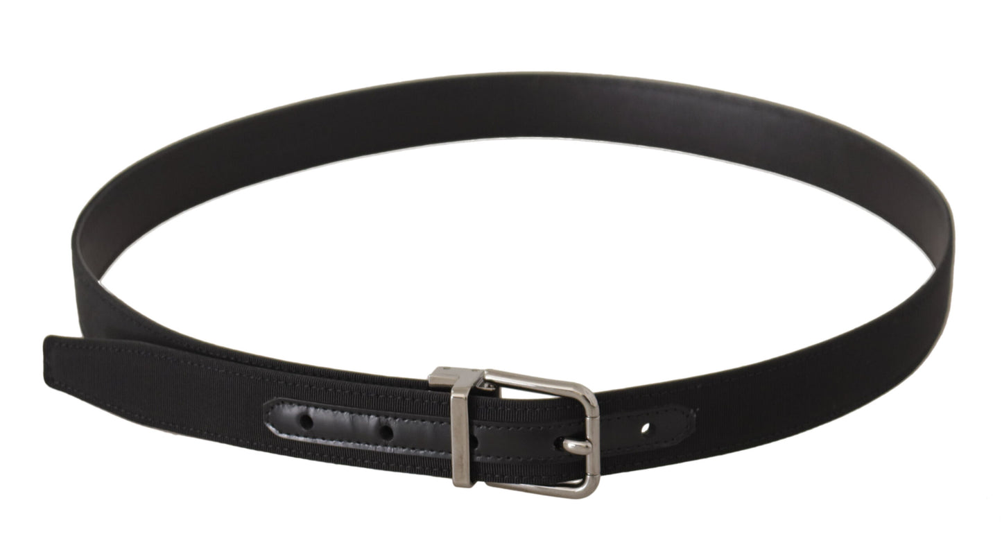 Dolce &amp; Gabbana Elegant Black Leather Belt with Metal Buckle