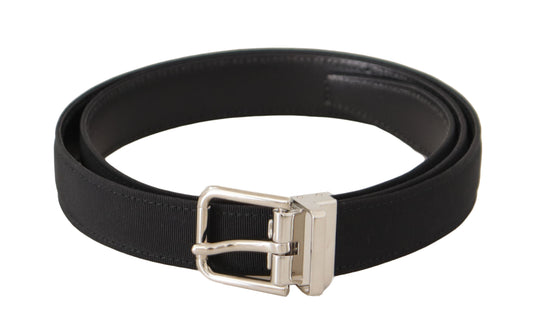 Dolce &amp; Gabbana Elegant Black Canvas and Leather Belt