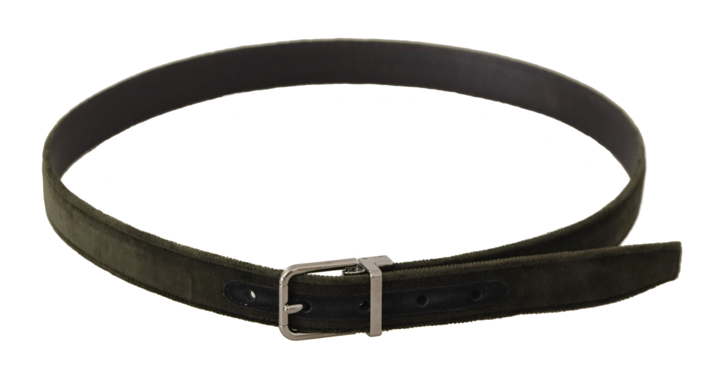 Dolce &amp; Gabbana Elegant Velvet Leather Green Belt