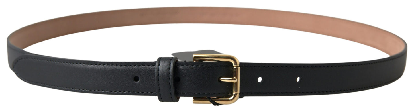 Dolce &amp; Gabbana Elegant Italian Leather Belt with Metal Buckle