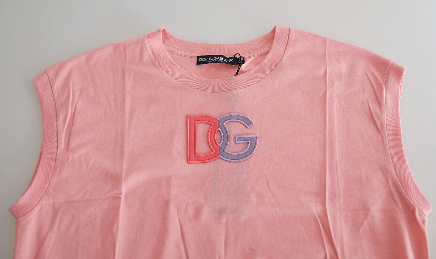 Dolce & Gabbana Elegant Pink Cotton Crew Neck Tank Top