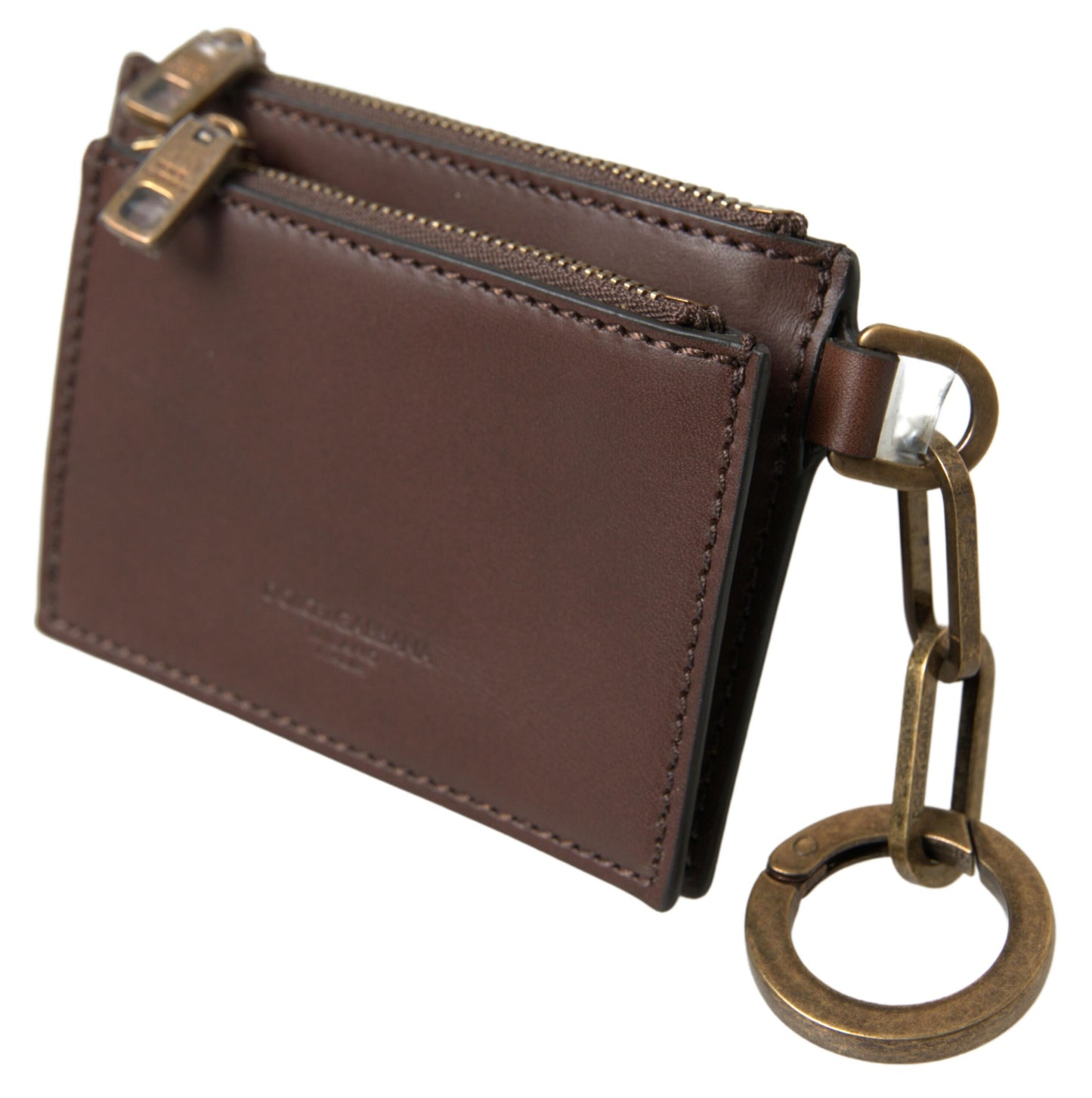 Dolce &amp; Gabbana Elegant Brown Leather Coin Purse Wallet