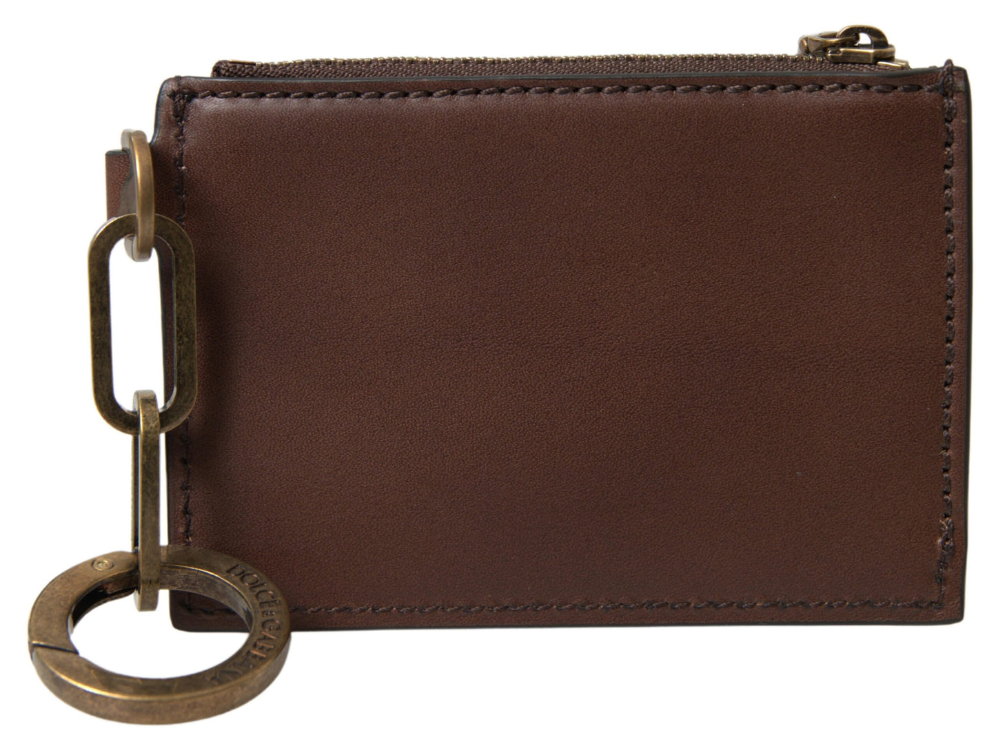 Dolce &amp; Gabbana Elegant Brown Leather Coin Purse Wallet