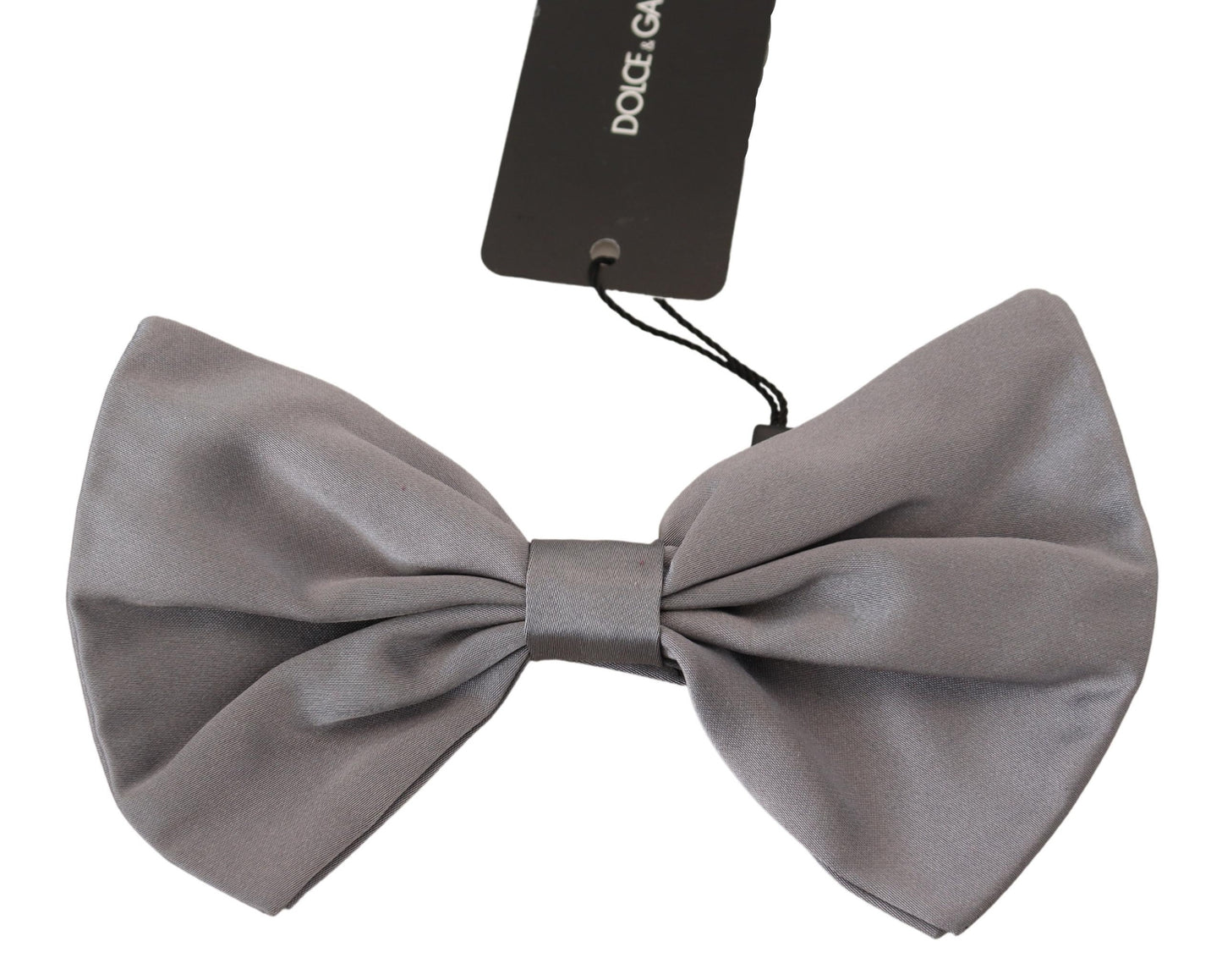 Dolce &amp; Gabbana Elegant Silver Gray Silk Bow Tie