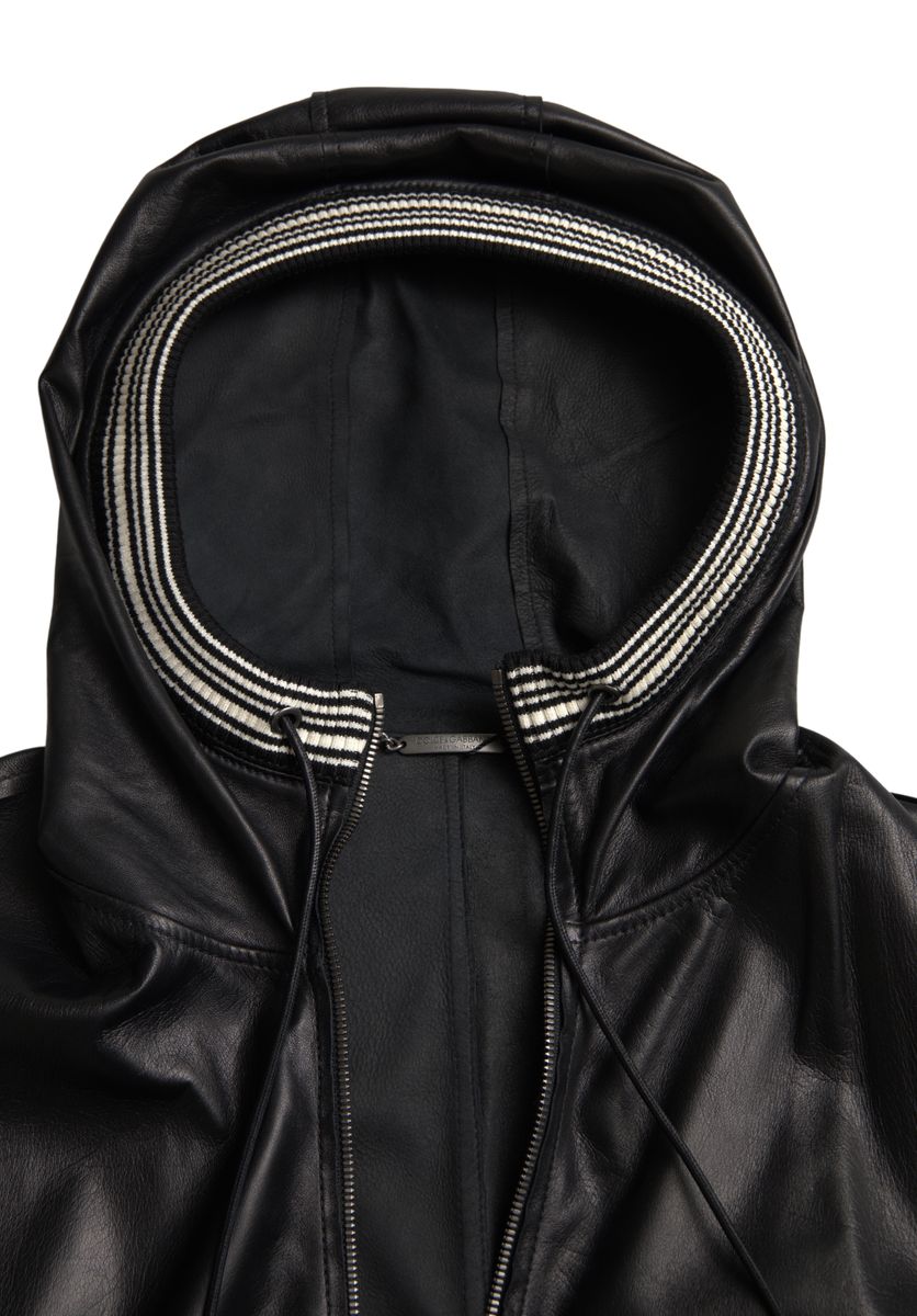 Dolce &amp; Gabbana Elegant Black Leather Bomber Jacket