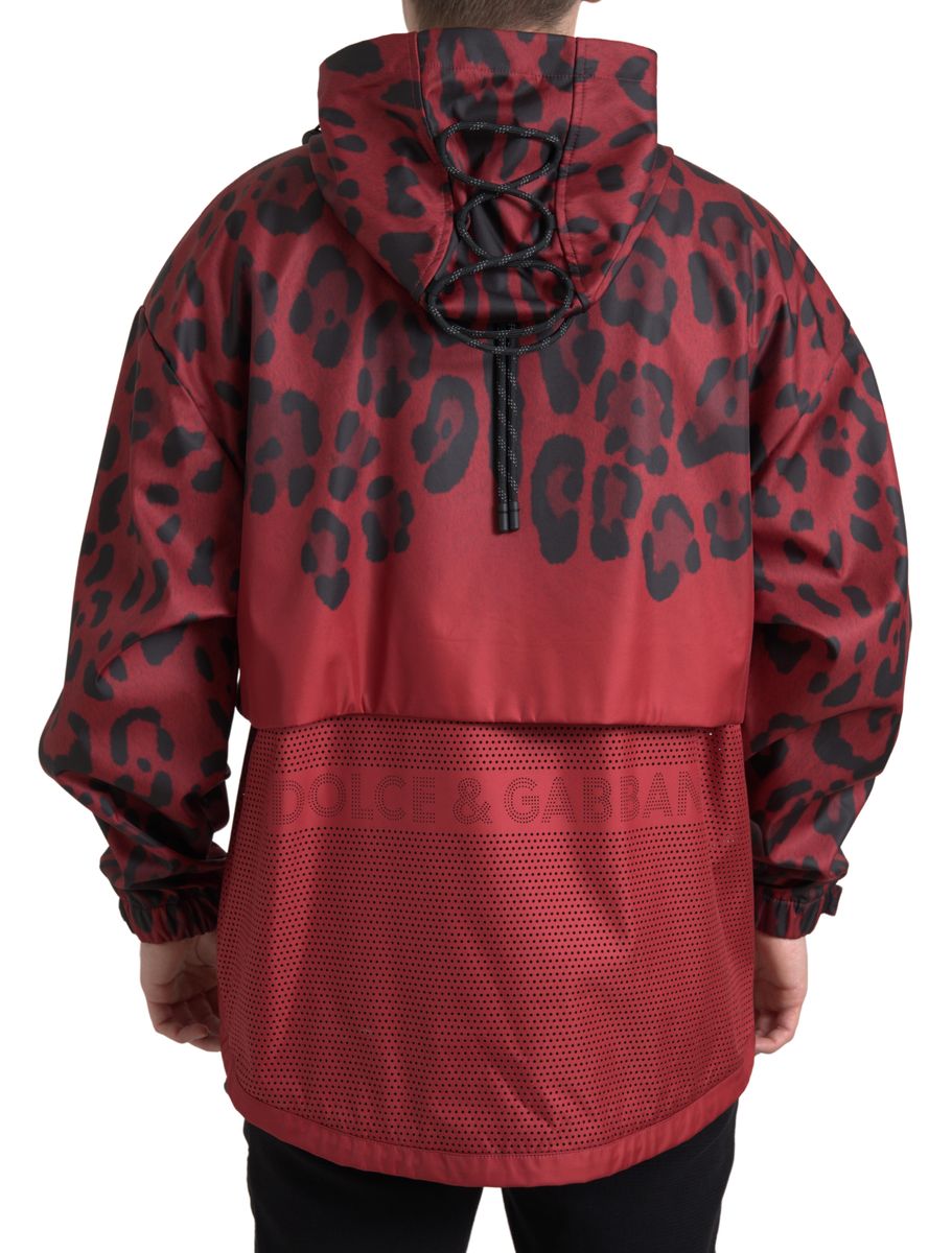 Dolce &amp; Gabbana Radiant Red Leopard Print Hooded Jacket