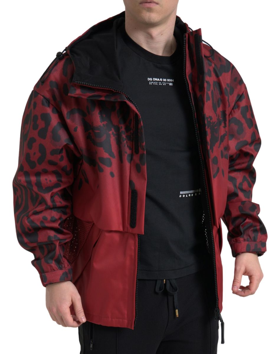 Dolce &amp; Gabbana Radiant Red Leopard Print Hooded Jacket