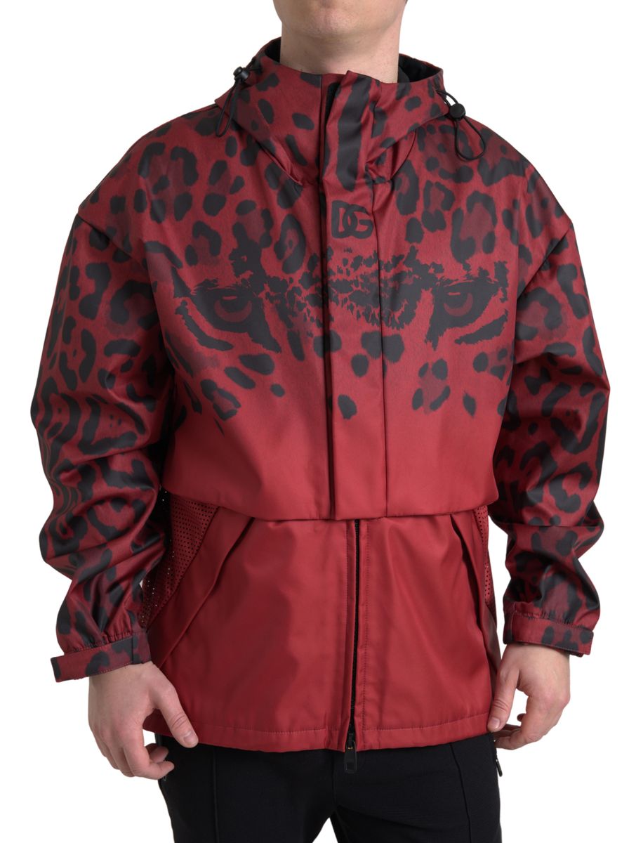 Dolce &amp; Gabbana Radiant Red Leopard Print Hooded Jacket