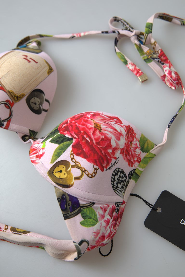 Dolce &amp; Gabbana Chic Floral Bikini Top Elegance